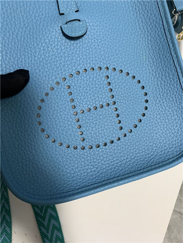 Hermes Evelyne III TPM Mini Bag Togo Leather In Blue WAX High