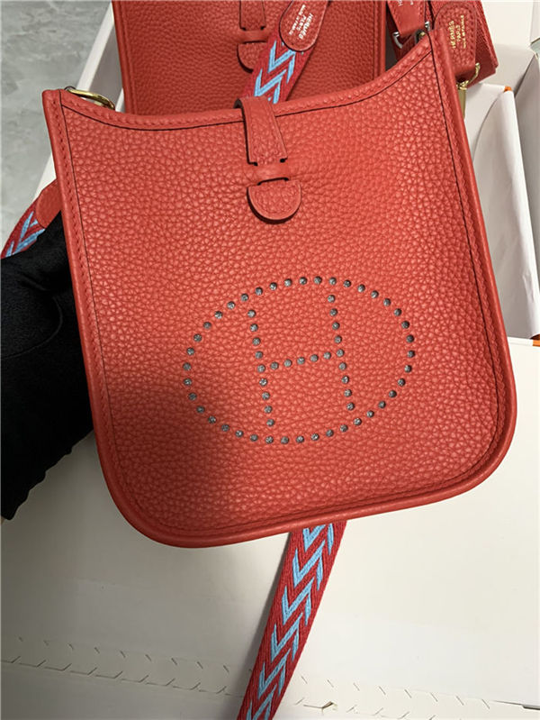 Hermes Evelyne III TPM Mini Bag Togo Leather In Red WAX High