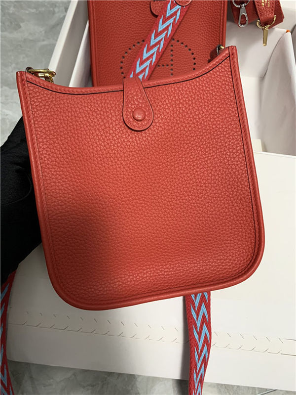 Hermes Evelyne III TPM Mini Bag Togo Leather In Red WAX High