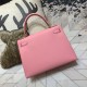 Hermes Kelly 25/28cm Sellier Bag Epsom Leather Silver/Gold Metal In Pink WAX High