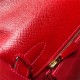 Hermes Kelly 25/28cm Sellier Bag Epsom Leather Silver/Gold Metal In Red WAX High