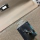 Hermes Kelly 25/28cm Sellier Bag Epsom Leather Silver/Gold Metal In Tourterelle WAX High