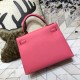 Hermes Kelly 25/28cm Sellier Bag Epsom Leather Silver/Gold Metal In Rose Pink WAX High