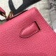 Hermes Kelly 25/28cm Sellier Bag Epsom Leather Silver/Gold Metal In Rose Pink WAX High