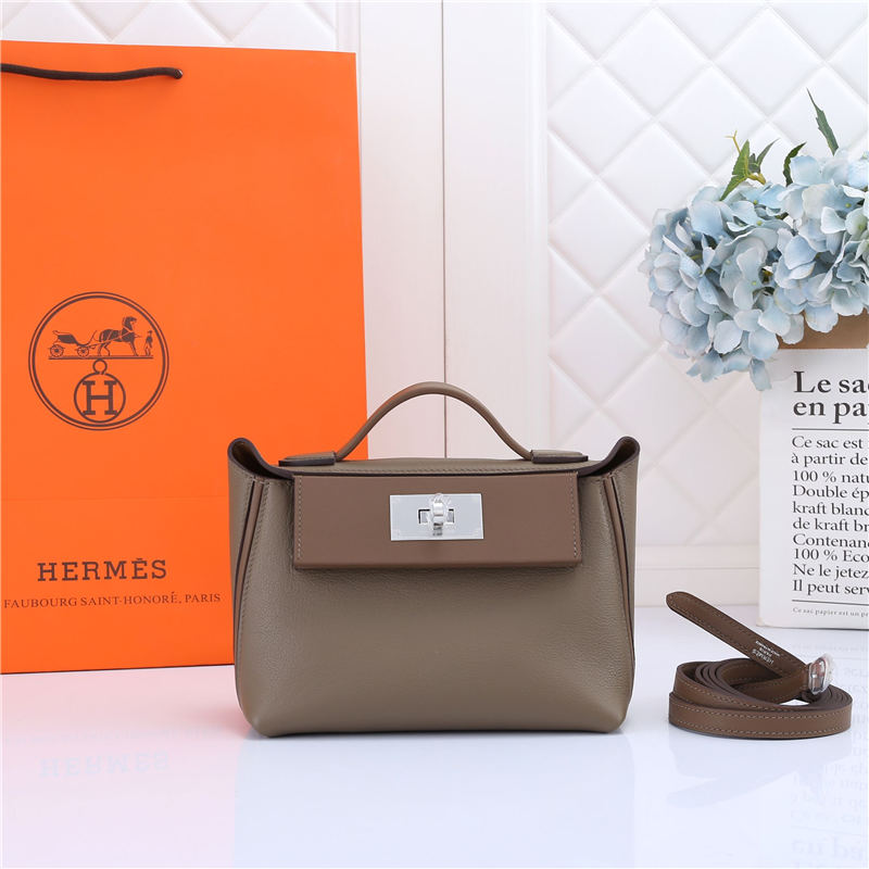 Hermes 2424 Mini Bag EVE Leather WAX Etoupe High