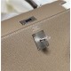 Hermes Kelly 25/28cm Sellier Bag Epsom Leather Silver/Gold Metal In Etoupe-Silver High