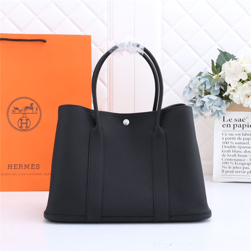 Hermes Garden Party 30/36 Bag Togo Leather WAX Black High