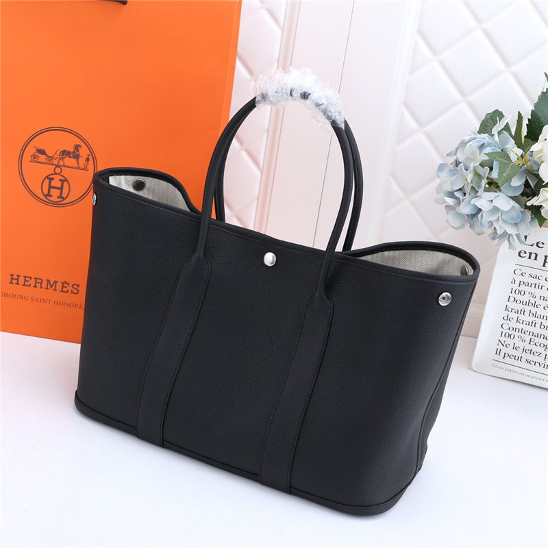 Hermes Garden Party 30/36 Bag Togo Leather WAX Black High