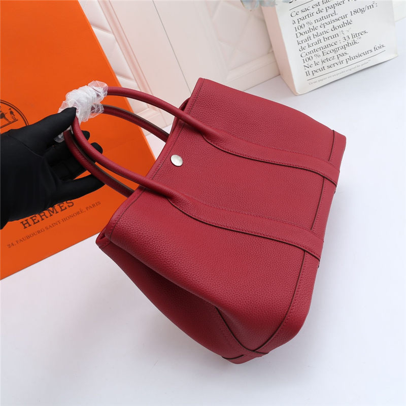 Hermes Garden Party 30/36 Bag Togo Leather WAX Rouge Grenat High