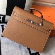 Hermes Kelly Depeche 38 Briefcase In Brown Calfskin High