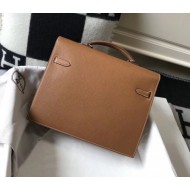 Hermes Kelly Depeche 34 Briefcase In Brown Calfskin High