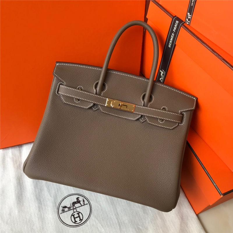 Hermes Birkin 25/30/35cm Bag Togo Leather In Gri Elephant WAX High