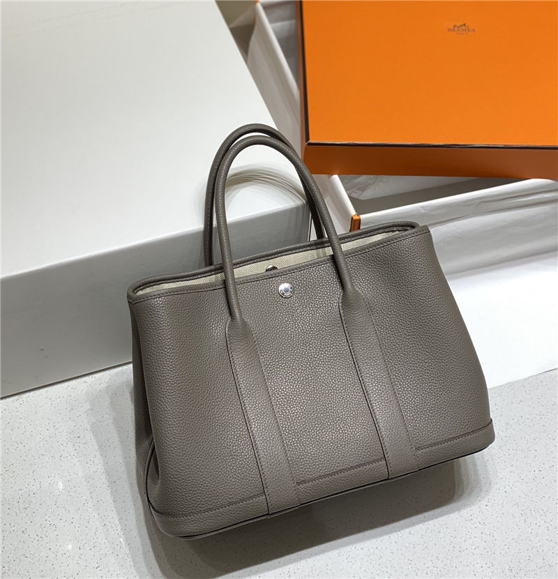 Hermes Garden Party 30/36 Bag Togo Leather WAX Etain High