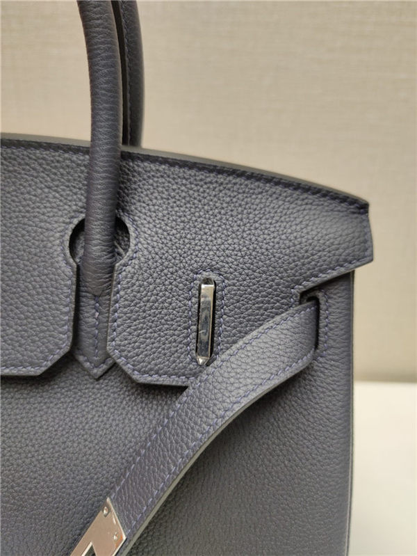 Hermes Birkin 25/30/35cm Bag Togo Leather In Blue nuit WAX High