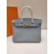 Hermes Birkin 25/30/35cm Bag Togo Leather In Ciel Blue WAX High