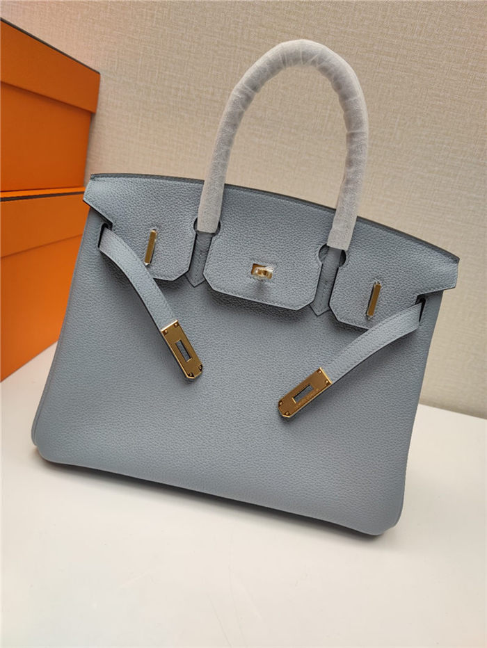 Hermes Birkin 25/30/35cm Bag Togo Leather In Ciel Blue WAX High