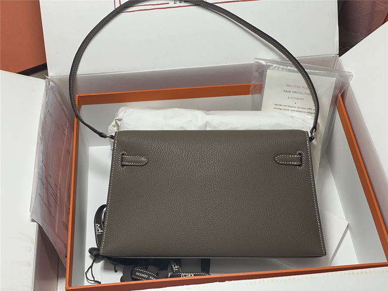 Hermes Kelly Elan 27cm Goatskin Etoupe Silver-Metal WAX High