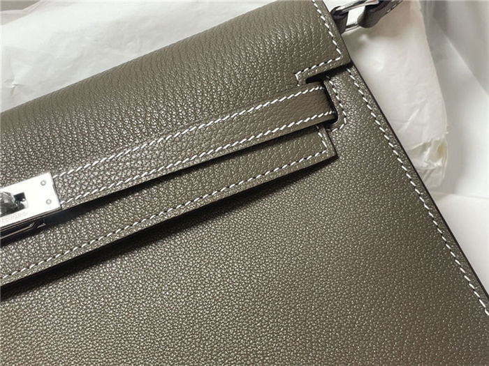 Hermes Kelly Elan 27cm Goatskin Etoupe Silver-Metal WAX High