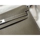 Hermes Kelly Elan 27cm Goatskin Etoupe Silver-Metal WAX High