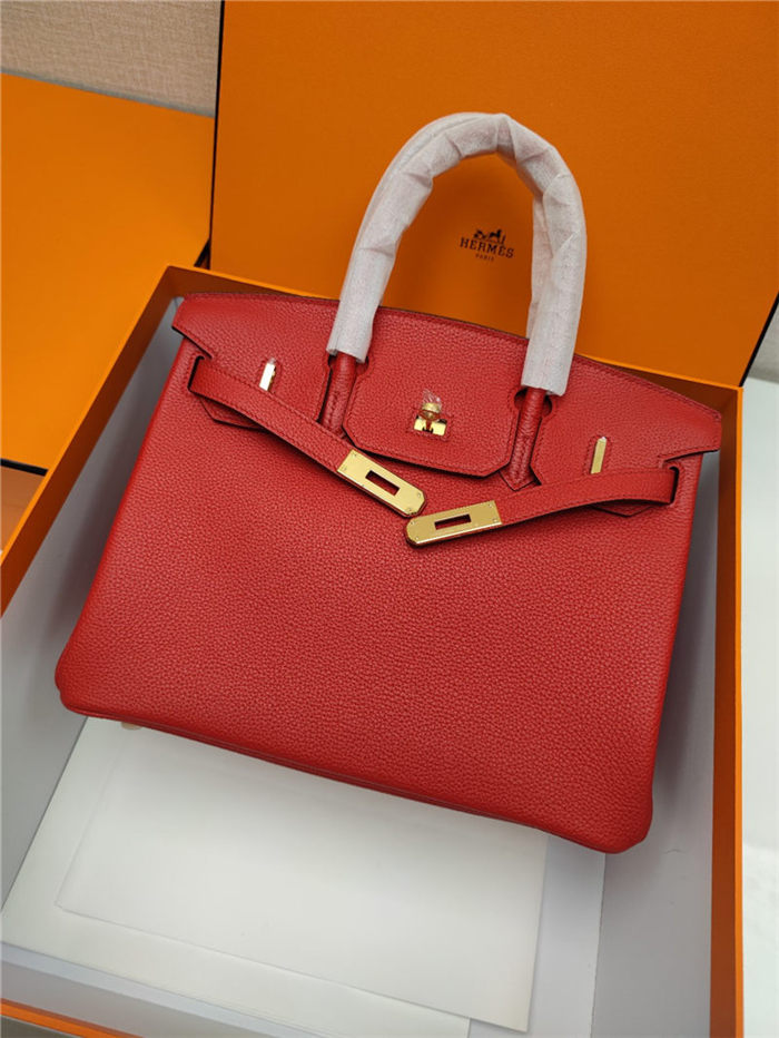 Hermes Birkin 25/30/35cm Bag Togo Leather In Red WAX High