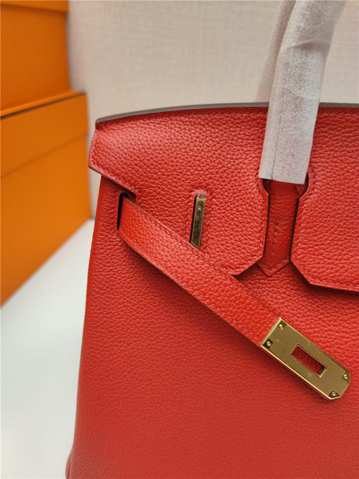 Hermes Birkin 25/30/35cm Bag Togo Leather In Red WAX High