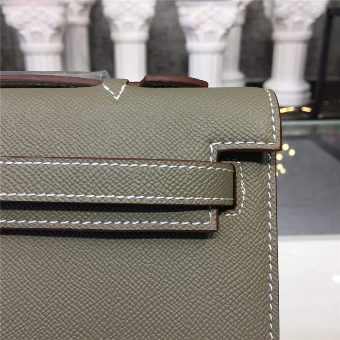 Hermes Kelly Cut Clutch Epsom Silver/Gold Metal WAX High