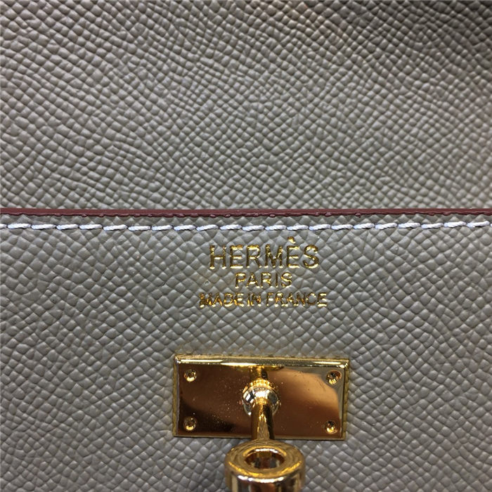 Hermes Kelly Cut Clutch Epsom Silver/Gold Metal WAX High