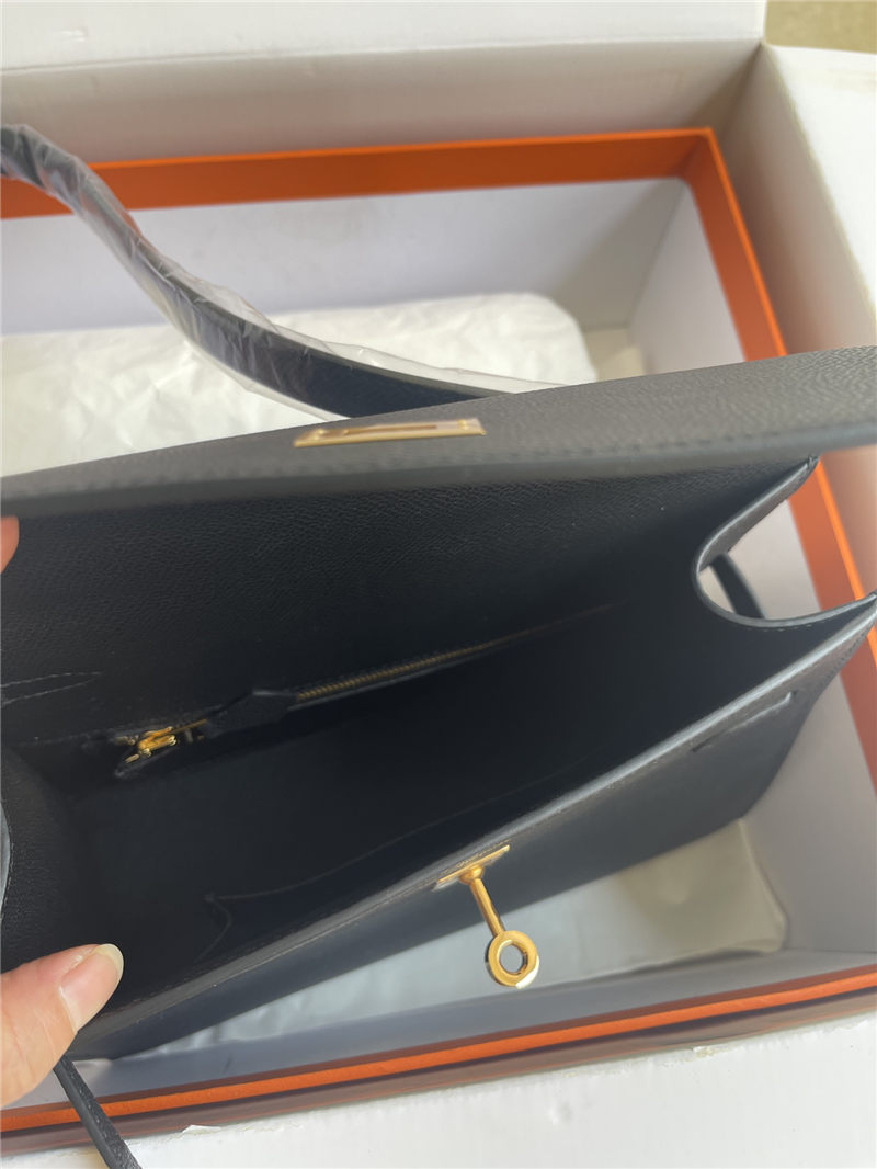 Hermes Kelly Sellier 25 Epsom WAX Black High