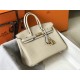 Hermes Birkin 25/30/35cm Bag Calfskin Silver/Gold Metal In Craie High