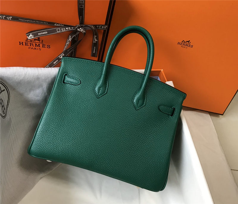 Hermes Birkin 25/30/35cm Bag Calfskin Silver/Gold Metal In Dk-Green High