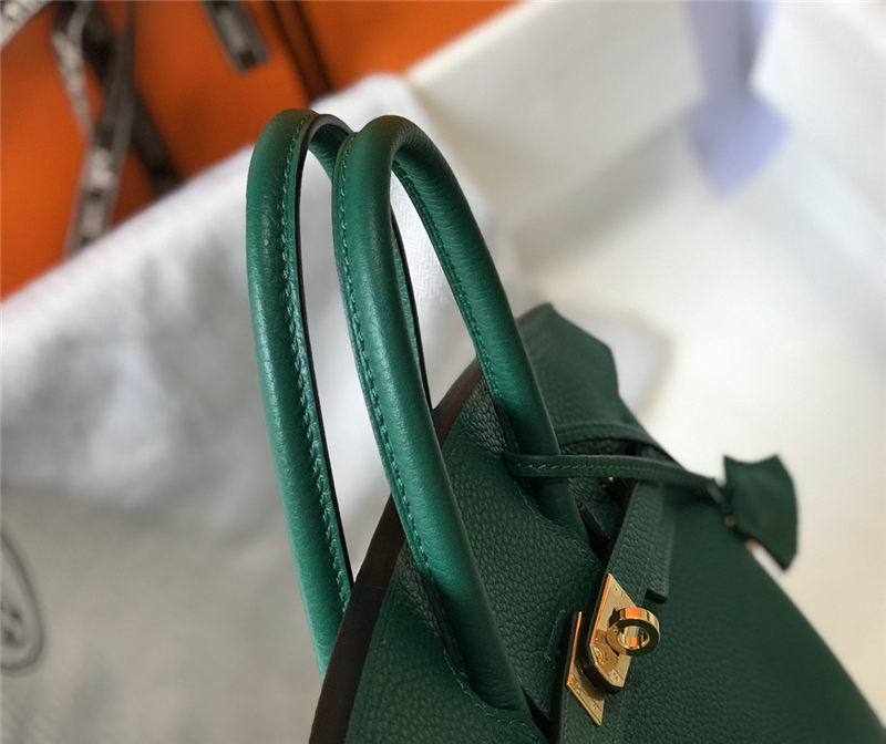 Hermes Birkin 25/30/35cm Bag Calfskin Silver/Gold Metal In Dk-Green High