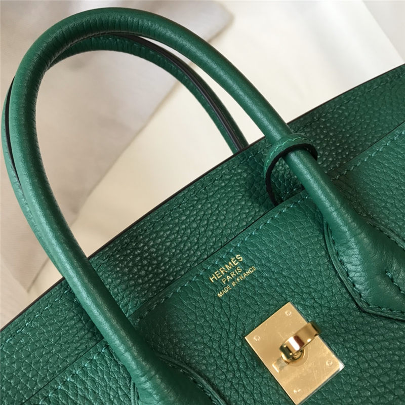 Hermes Birkin 25/30/35cm Bag Calfskin Silver/Gold Metal In Dk-Green High