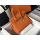 Hermes Birkin 25/30/35cm Bag Calfskin Silver/Gold Metal In Orange High