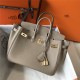 Hermes Birkin 25/30/35cm Bag Calfskin Silver/Gold Metal In Tourterelle High