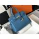 Hermes Birkin 25/30/35cm Bag Calfskin Silver/Gold Metal In Blue High