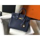 Hermes Birkin 25/30/35cm Bag Calfskin Silver/Gold Metal In Navy High