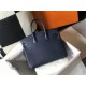 Hermes Birkin 25/30/35cm Bag Calfskin Silver/Gold Metal In Navy High