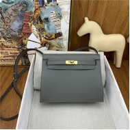 Hermes Kelly Danse 22cm Evercolor WAX Gris Meyer Gold Metal High