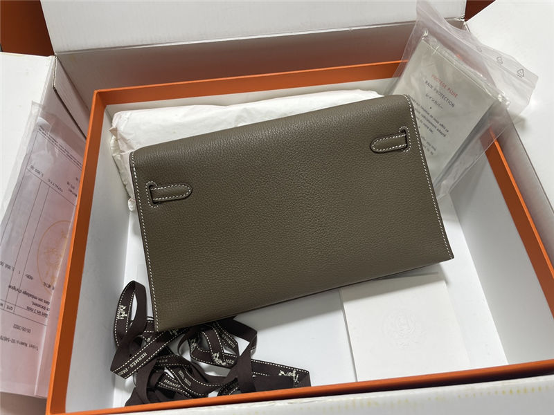 Hermes Kelly Elan 27cm Goatskin Etoupe Gold-Metal WAX High