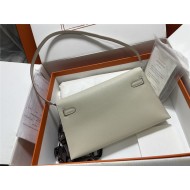 Hermes Kelly Elan 27cm Goatskin Craie Silver-Metal WAX High