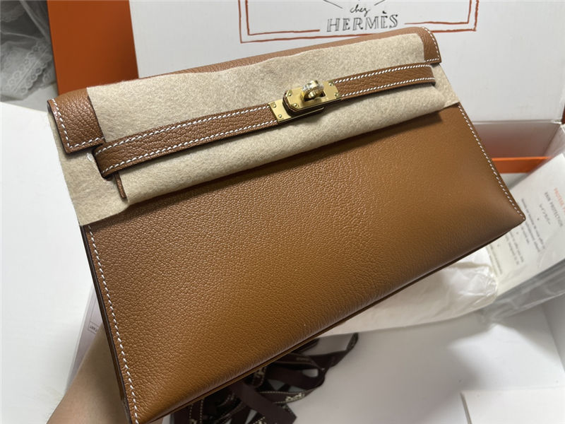 Hermes Kelly Elan 27cm Goatskin Gold Gold-Metal WAX High