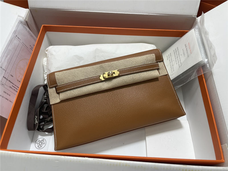 Hermes Kelly Elan 27cm Goatskin Gold Gold-Metal WAX High