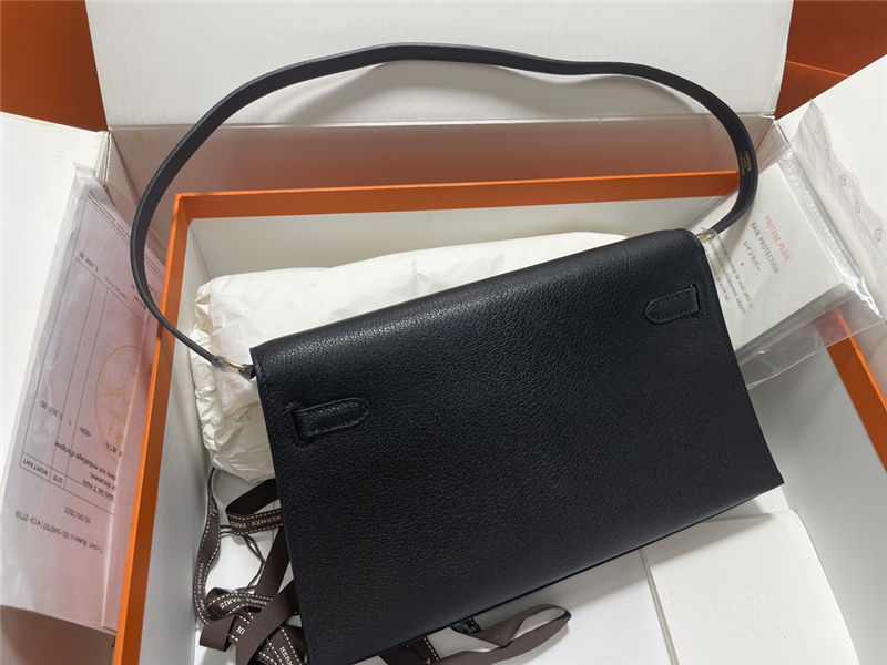 Hermes Kelly Elan 27cm Goatskin Black Gold-Metal WAX High