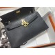 Hermes Kelly Elan 27cm Goatskin Black Gold-Metal WAX High