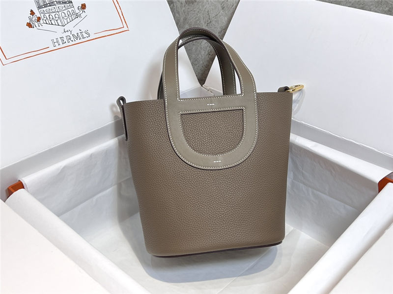 Hermes In-The-Loop 18 Handbag WAX Etoupe grey Gold-Metal High