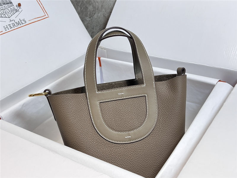 Hermes In-The-Loop 18 Handbag WAX Etoupe grey Gold-Metal High