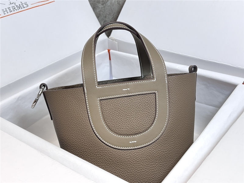 Hermes In-The-Loop 18 Handbag WAX Etoupe grey Silver-Metal High