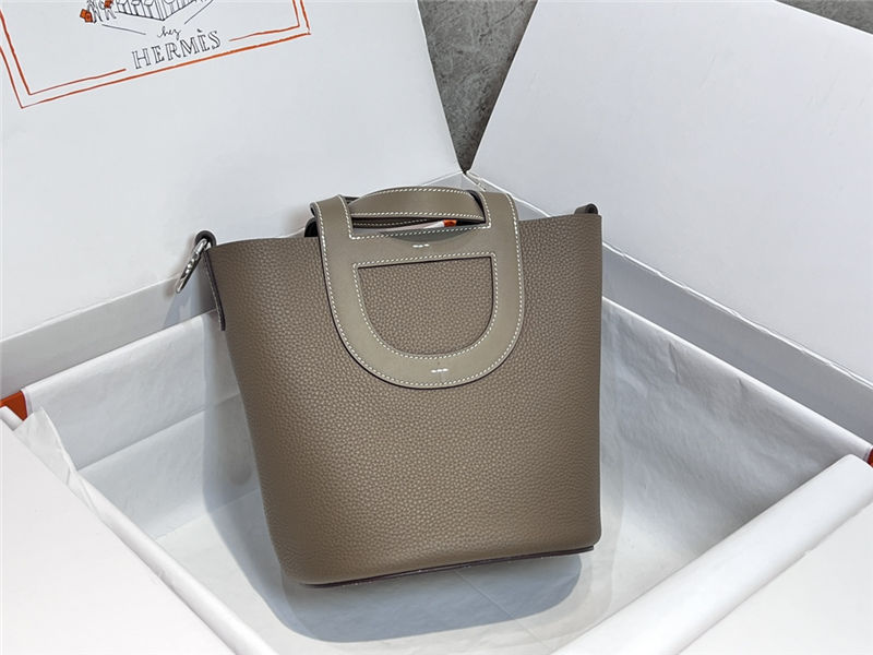 Hermes In-The-Loop 18 Handbag WAX Etoupe grey Silver-Metal High