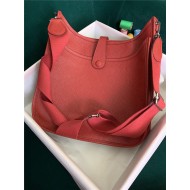 Hermes Evelyne III PM Bag Clemence Leather In Red High