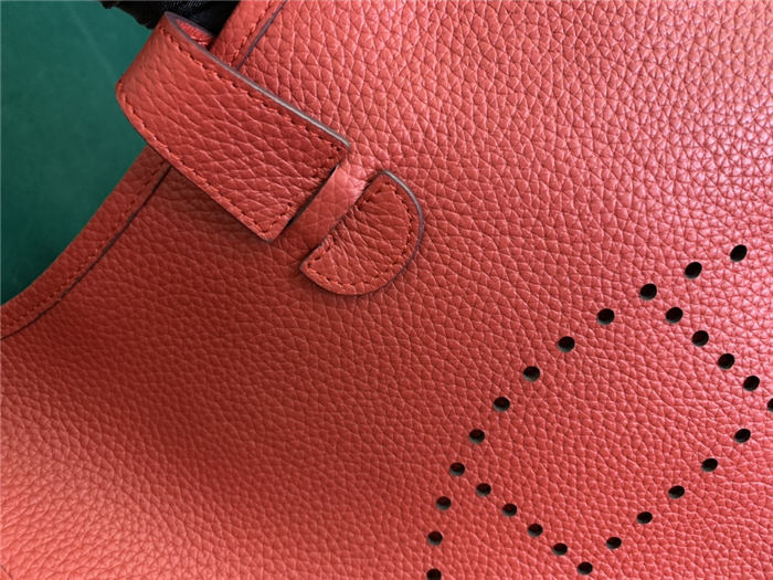 Hermes Evelyne III PM Bag Clemence Leather In Red High